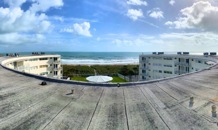 Keystone Engineering on the roof of the semi-circular Crossway in Cocoa Beach